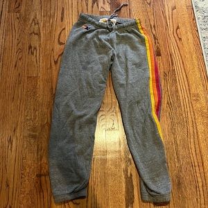 Aviator Nation Rainbow Stripe Sweatpants. Classic Style.